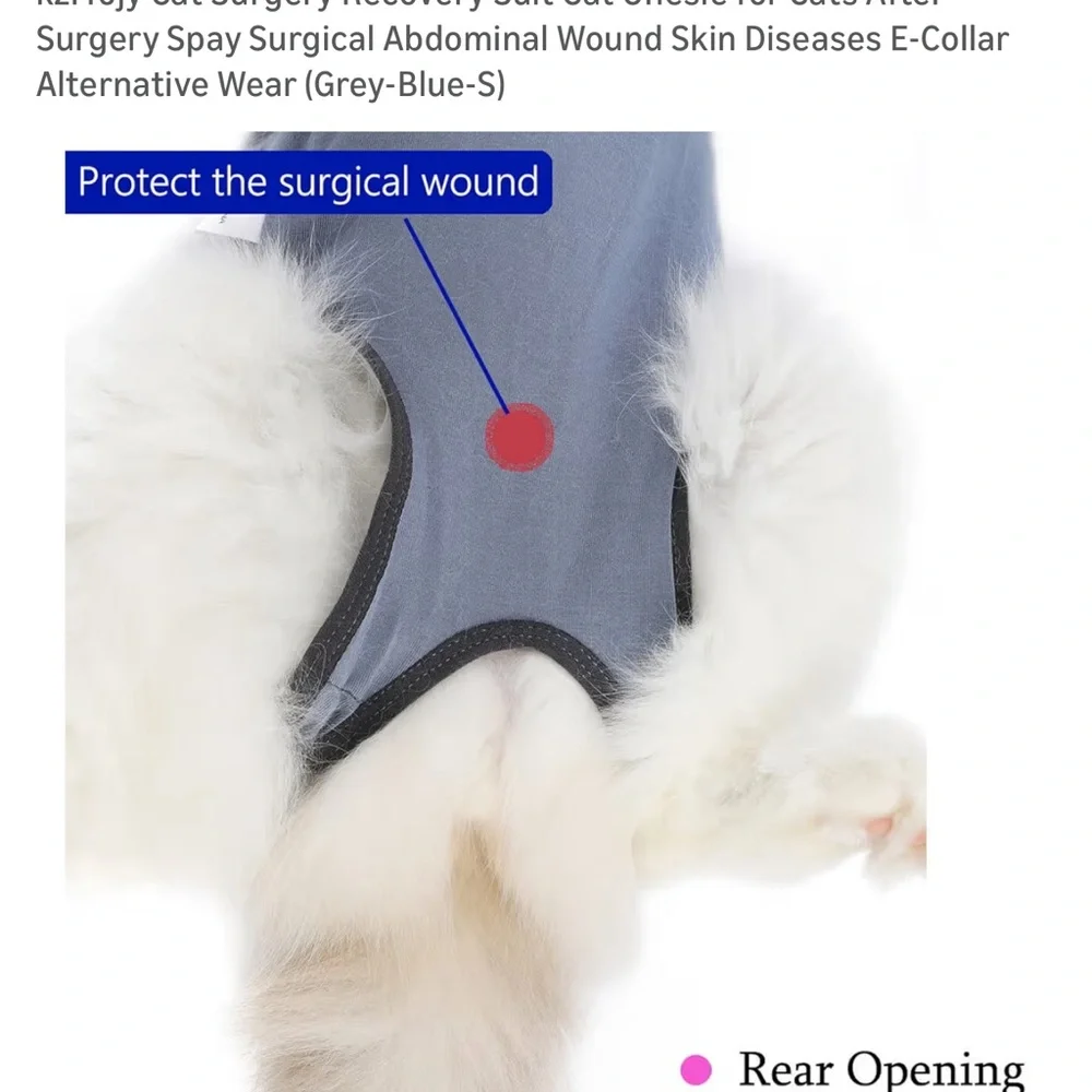 Cat Size Small- Gray-Blue Surgical Recovery Suit